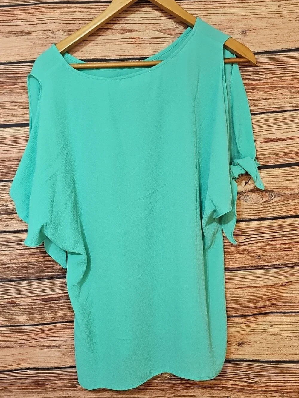 Michael Kors Aqua Cold-Shoulder Tie Sleeve Blouse